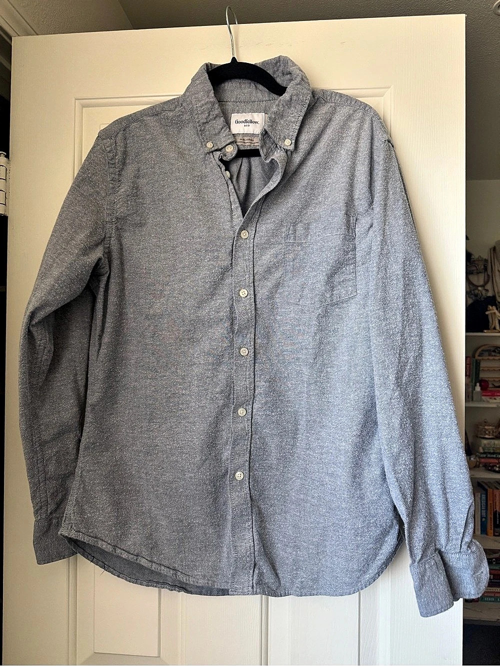 Goodfellow & Co Northrop Shirt Men's Gray Button Down Large